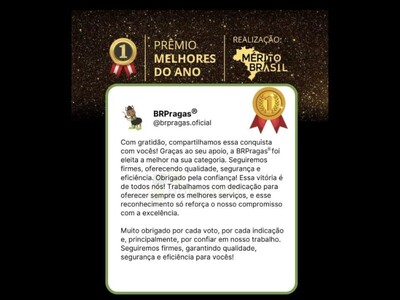 Eleitos a Melhor Empresa de Controle de Pragas da Cidade! Nosso Muito Obrigado!